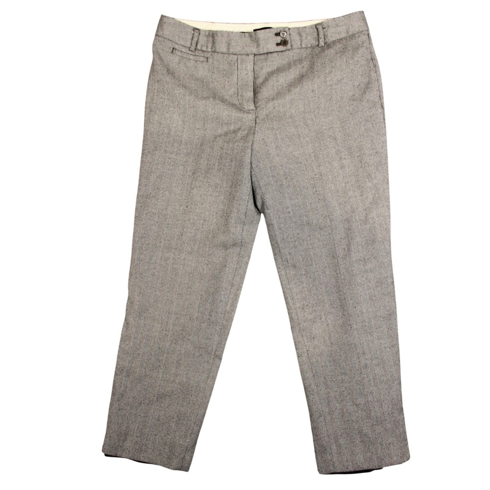 Talbots Gray Herringbone Straight Leg Dress Pants‎ Size 10 Wool Blend Trousers